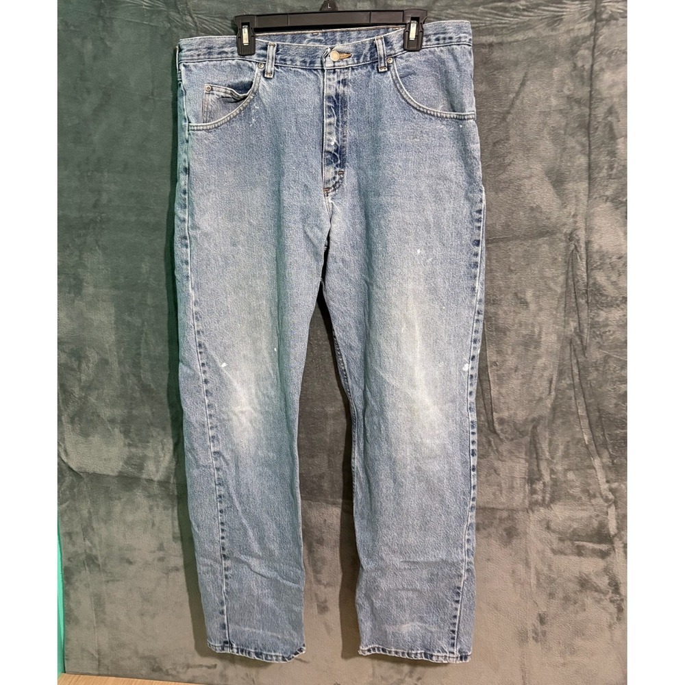 Wrangler Jeans Mens 36 X 32 Blue Denim Straight Y2K Biker Grunger American